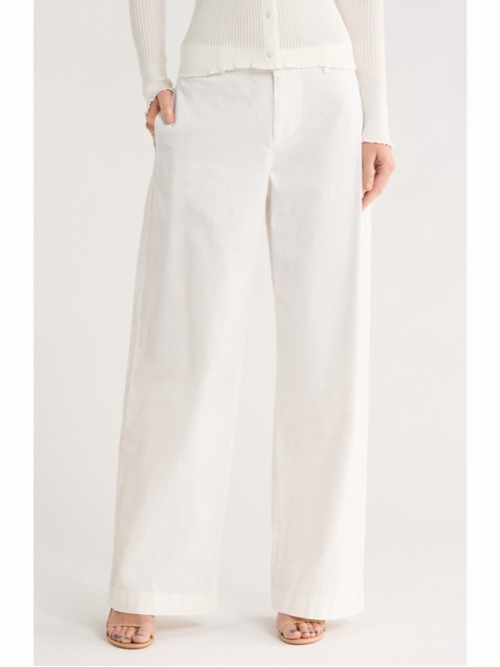 Vince V574621650 Cotton Linen Blend Pleated Tapered Trouser Pants White‎ Size 2